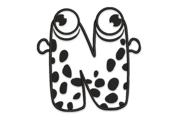 Charming Monster Alphabet Letter N for Holiday Embroidery