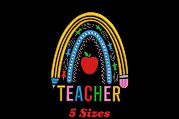 Charming Rainbow Teacher for Seasonal Embroidery