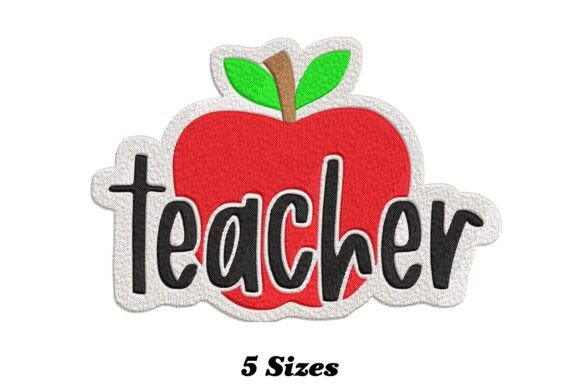 Teacher Apple: A Playful and Elegant Embroidery Design