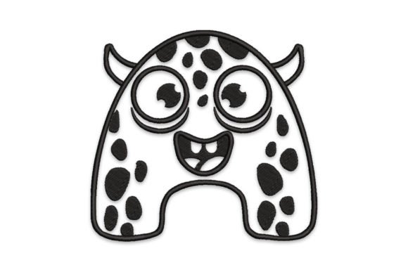 Whimsical Monster Alphabet Letter a: A Charming Embroidery Design